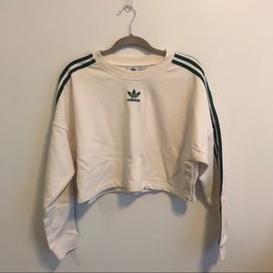 Adidas Sweatshirt Green & White Stripes Crewneck